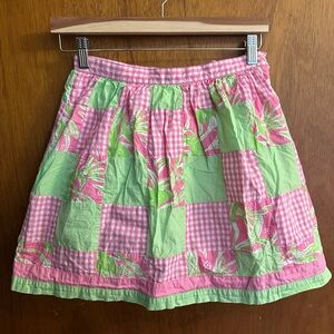 Lilly Pulitzer Pink & Green Patchwork Cotton Skirt